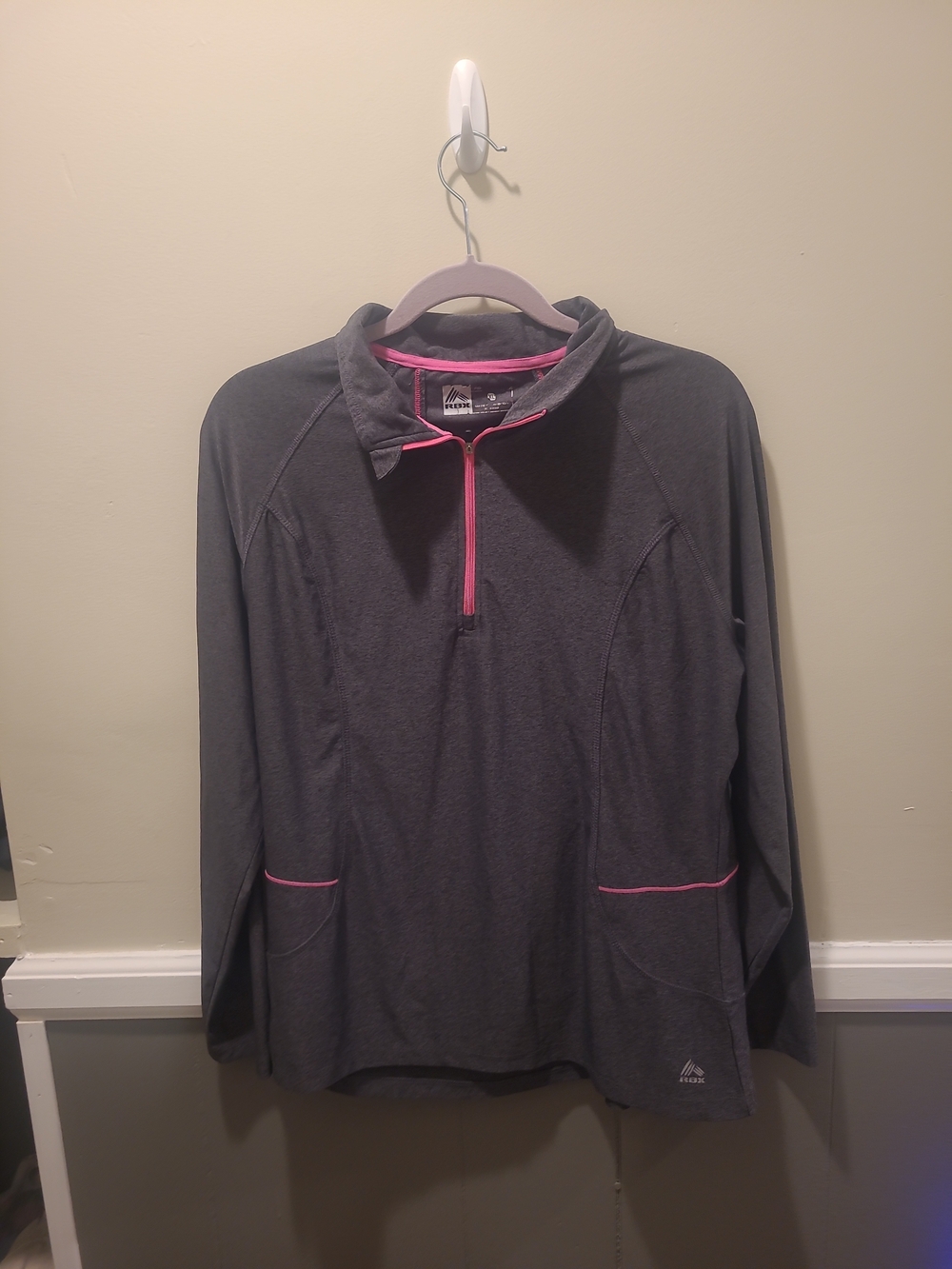 RBX Women's Sweatshirt Jacket Grey Pink Size XL 1/4 Zip Athletic Running